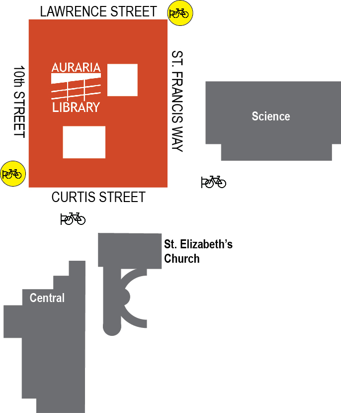 bike racks map outside the library
