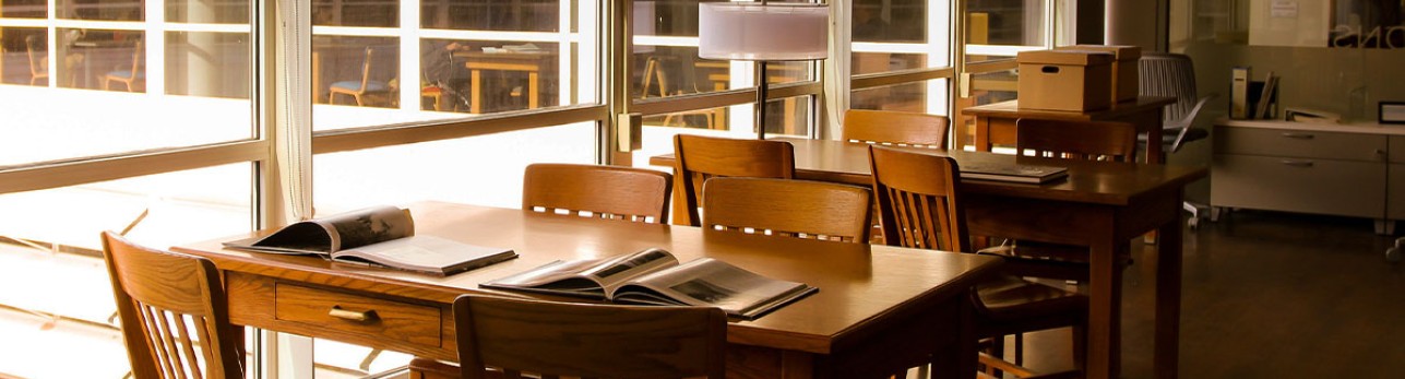 books open on a table for viewing in the Reading Room