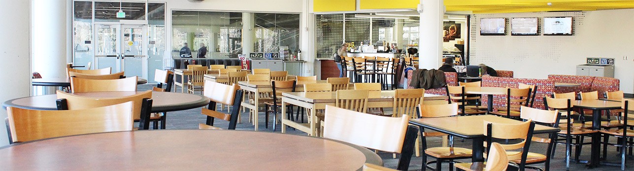 Ample seating area in The Library Cafe to study or take a break