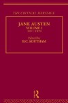 The image shows a deep red book cover titled "The Critical Heritage: Jane Austen, Volume 1, 1811-1870," edited by B.C. Southam, with ornate gold accents.