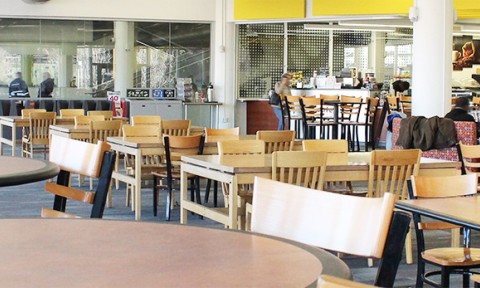 Ample seating area in The Library Cafe to study or take a break