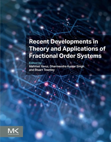 Cover of "Recent Developments in Theory and Applications of Fractional Order Systems" over a blurred digital network background with glowing nodes.