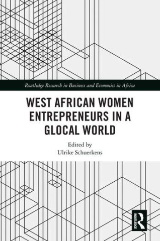 Book cover titled "West African Women Entrepreneurs in a Glocal World," edited by Ulrike Schuerkens. Geometric patterns in black and white.