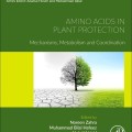Cover image of "Amino Acids in Plant Protection." A tree stands on the line between a dry, cracked landscape and lush, green grass, symbolizing environmental change.