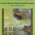 Book cover titled “Puerto Ricans’ History and Promise: Americans Who Cannot Vote,” featuring clasped hands, a U.S. map, and tropical landscape images.