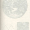 Faded page with the text “The very nature of materiality is an entanglement,” a cloudy circle, geometric hexagon, and textured rectangle.