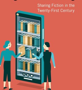 Cover of "Digital Social Reading" by Federico Pianzola. Two people interact with a large digital bookshelf on a smartphone screen, sharing books.